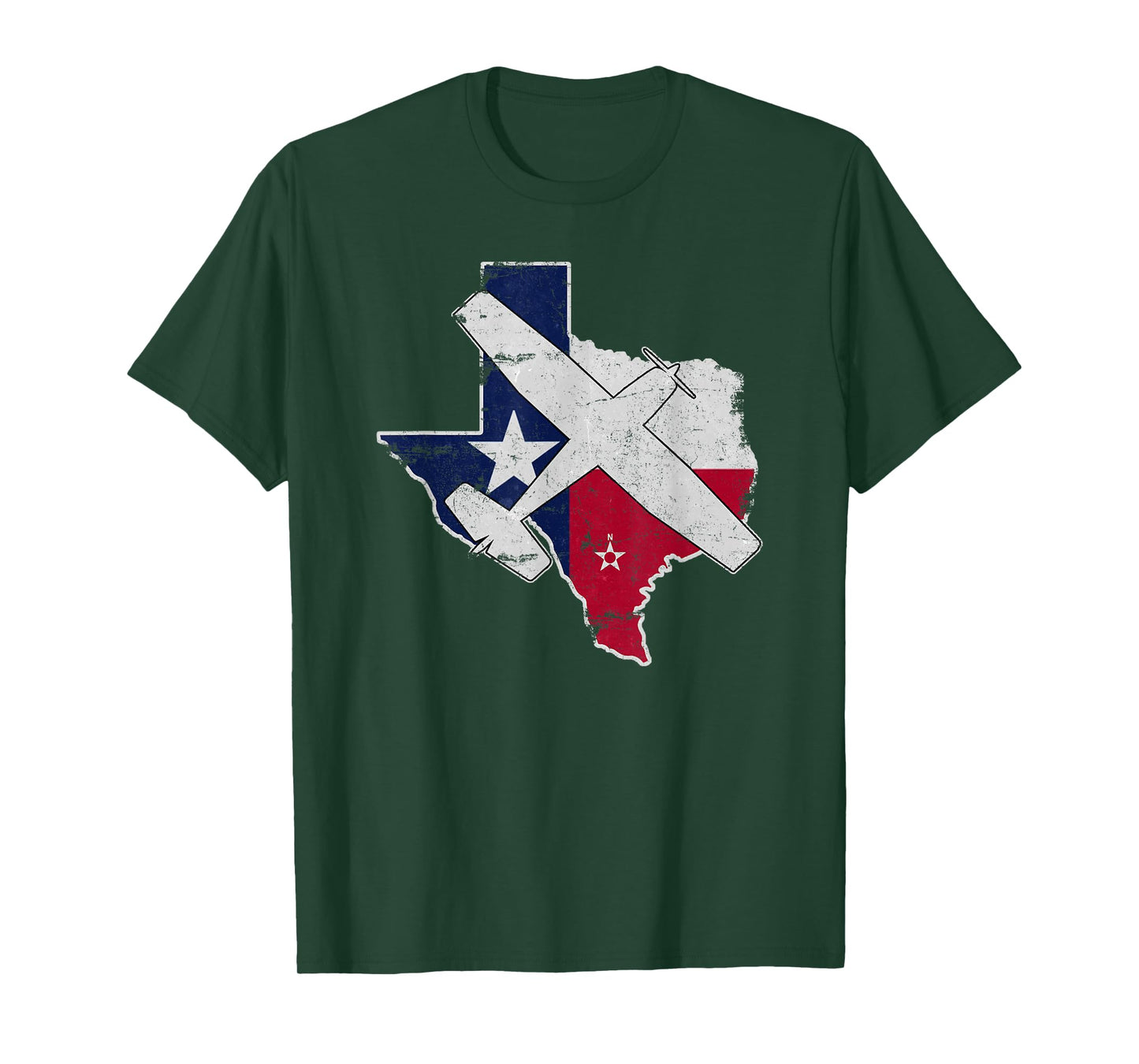 Texas Pilot State Flag C172 Skyhawk Airplane Vintage T-Shirt