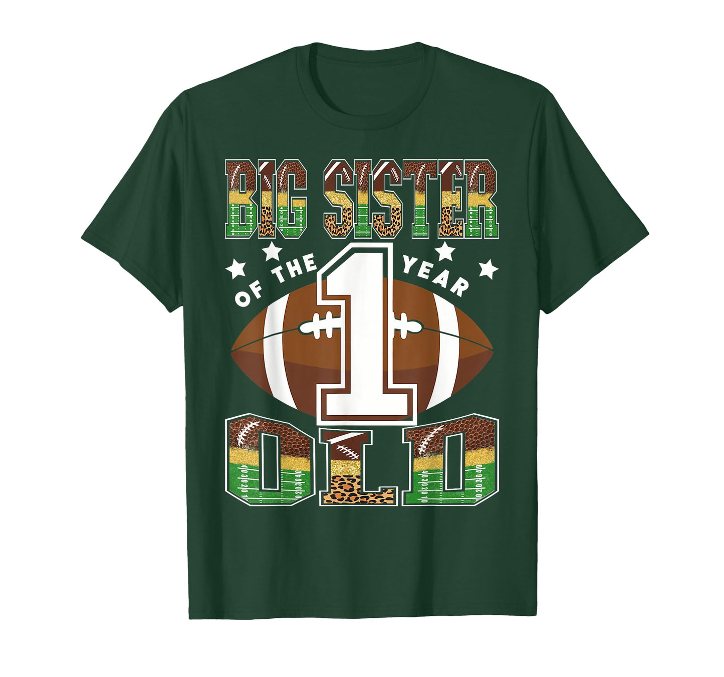Big Sister Of The 1 Year Old Football 1St Year Down Birthday T-Shirt
