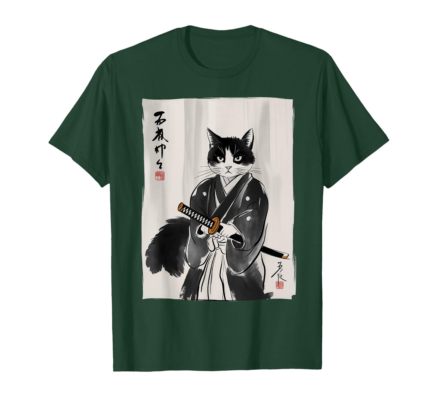 Samurai Cat Japanese Art Gifts For Cat Mom Cat Dad Cat Lover T-Shirt