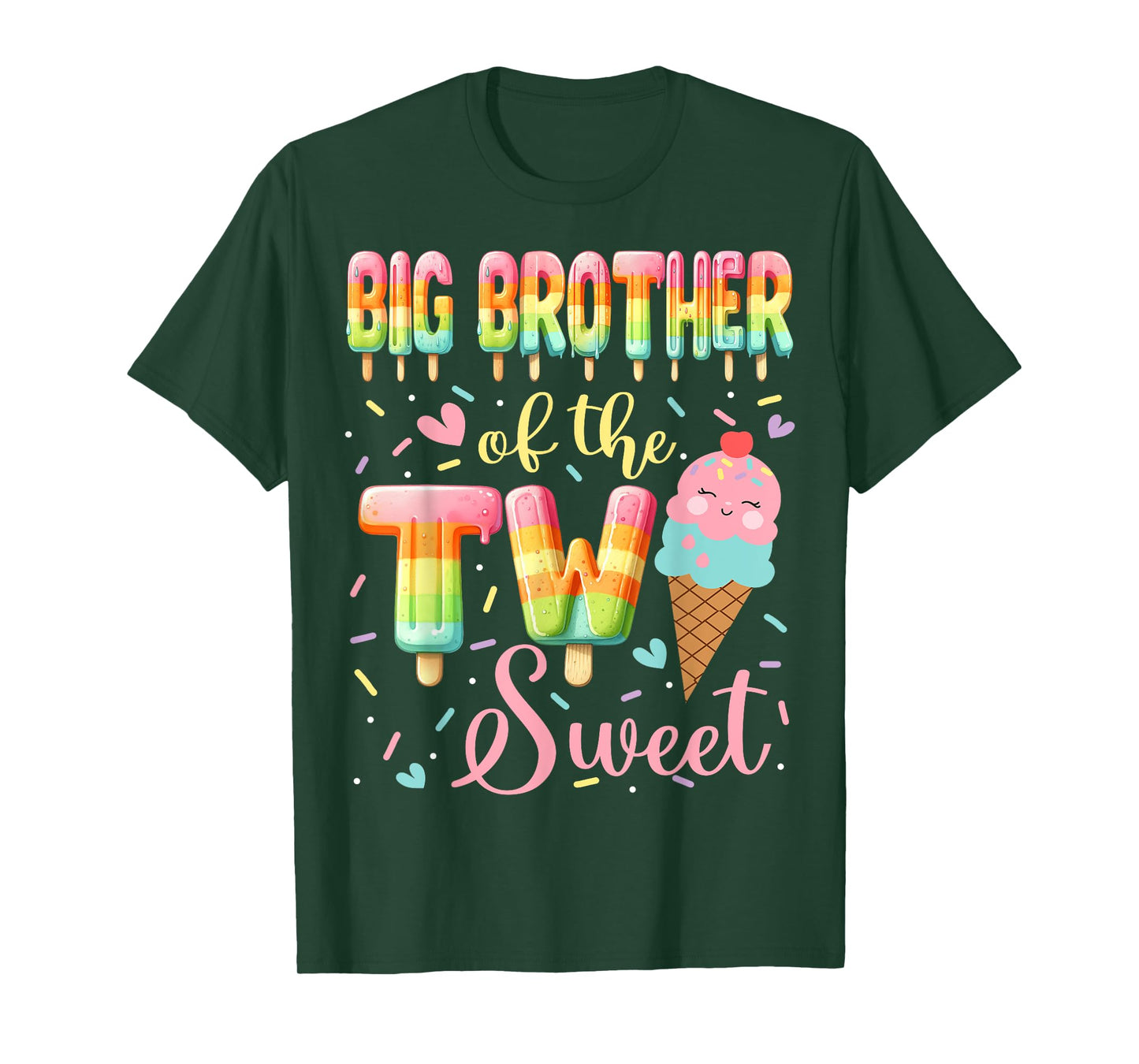 Big Brother Of The Two Sweet Ice Cream 2Nd Birthday Girl T-Shirt
