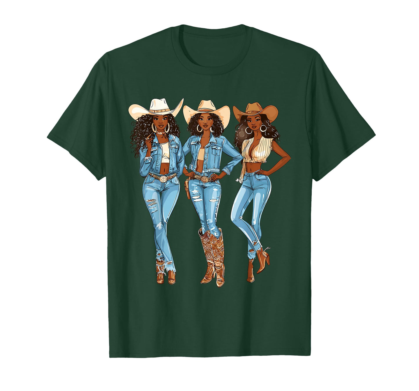 Black African American Cowgirl Western Country Texas Rodeo T-Shirt
