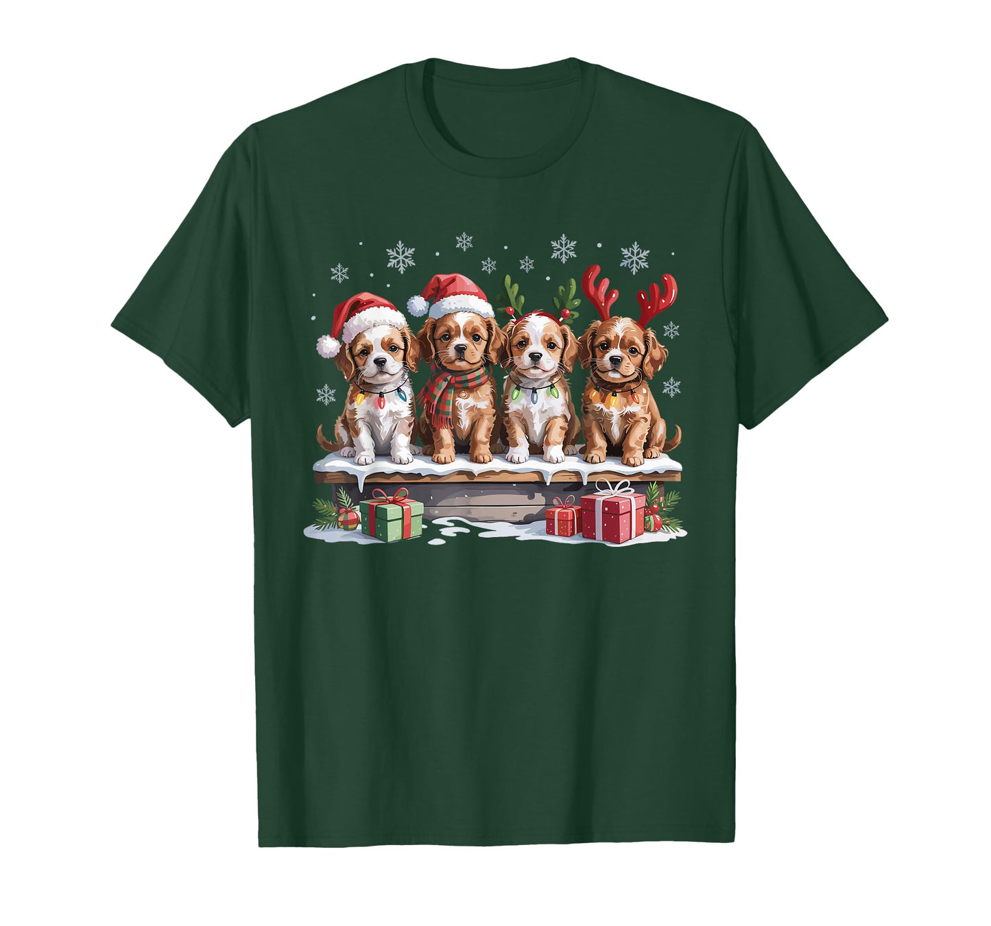 Cute Cavapoo Christmas Puppies Dog Lovers Funny Holiday T-Shirt