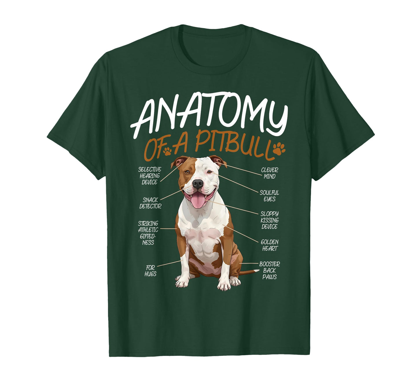 Anatomy of a Pitbull Dog Lovers Funny Cute Canine Humor T-Shirt
