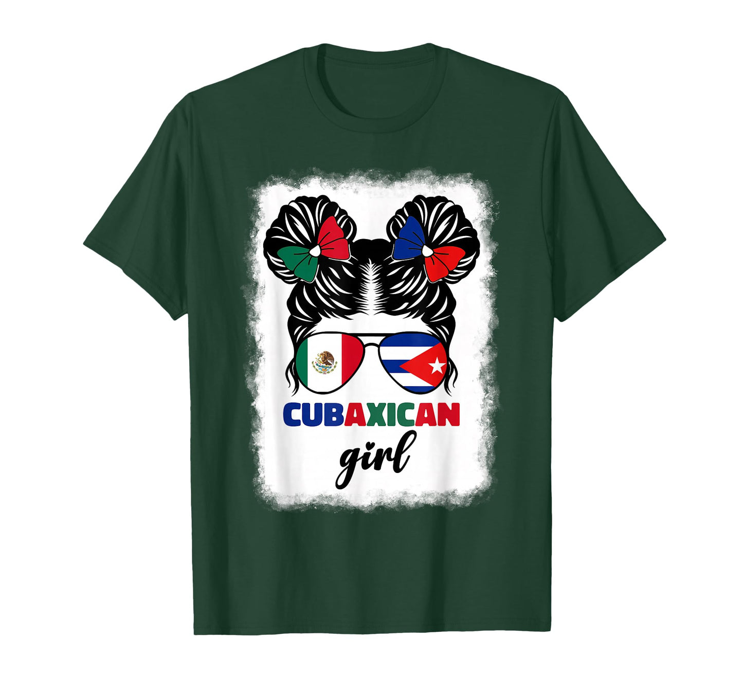 Half Mexican And Half Cuban Mexico Cuba Flag Girl Kids Girls T-Shirt