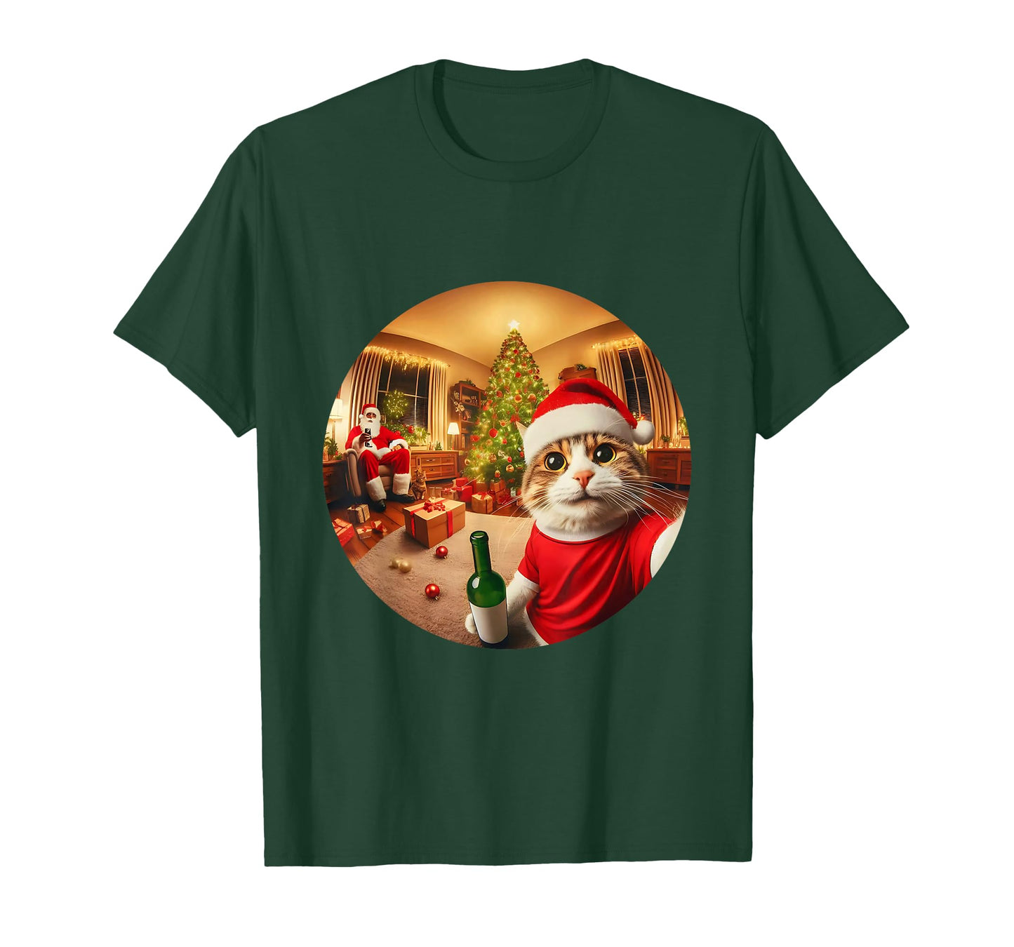 Funny Cat Selfie Racoon Santa Christmas Dog Trending T-Shirt