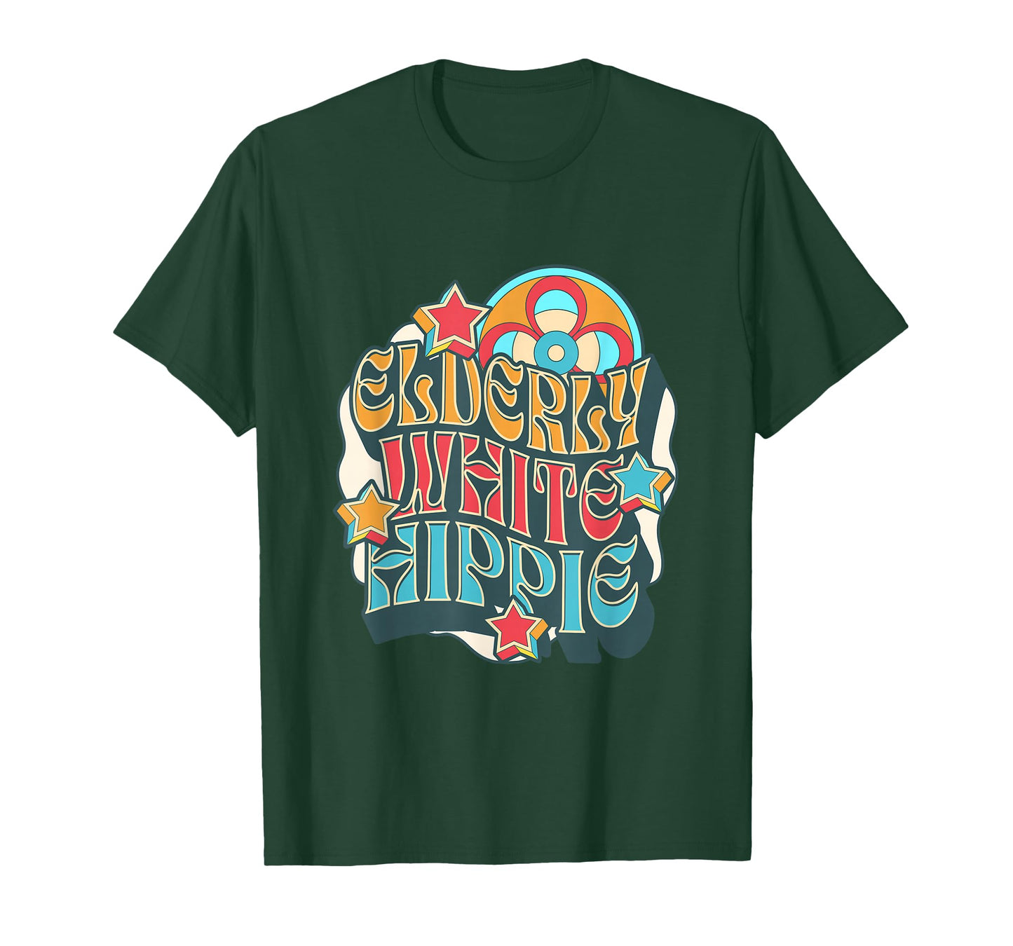 Elderly White Hippie Hippy Humor Weird Old Guy Fun Wear T-Shirt