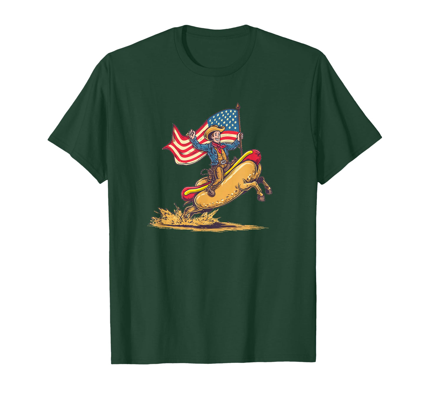 Amazing Hotdogs and Rodeo Looks with USA Colors T-Shirt
