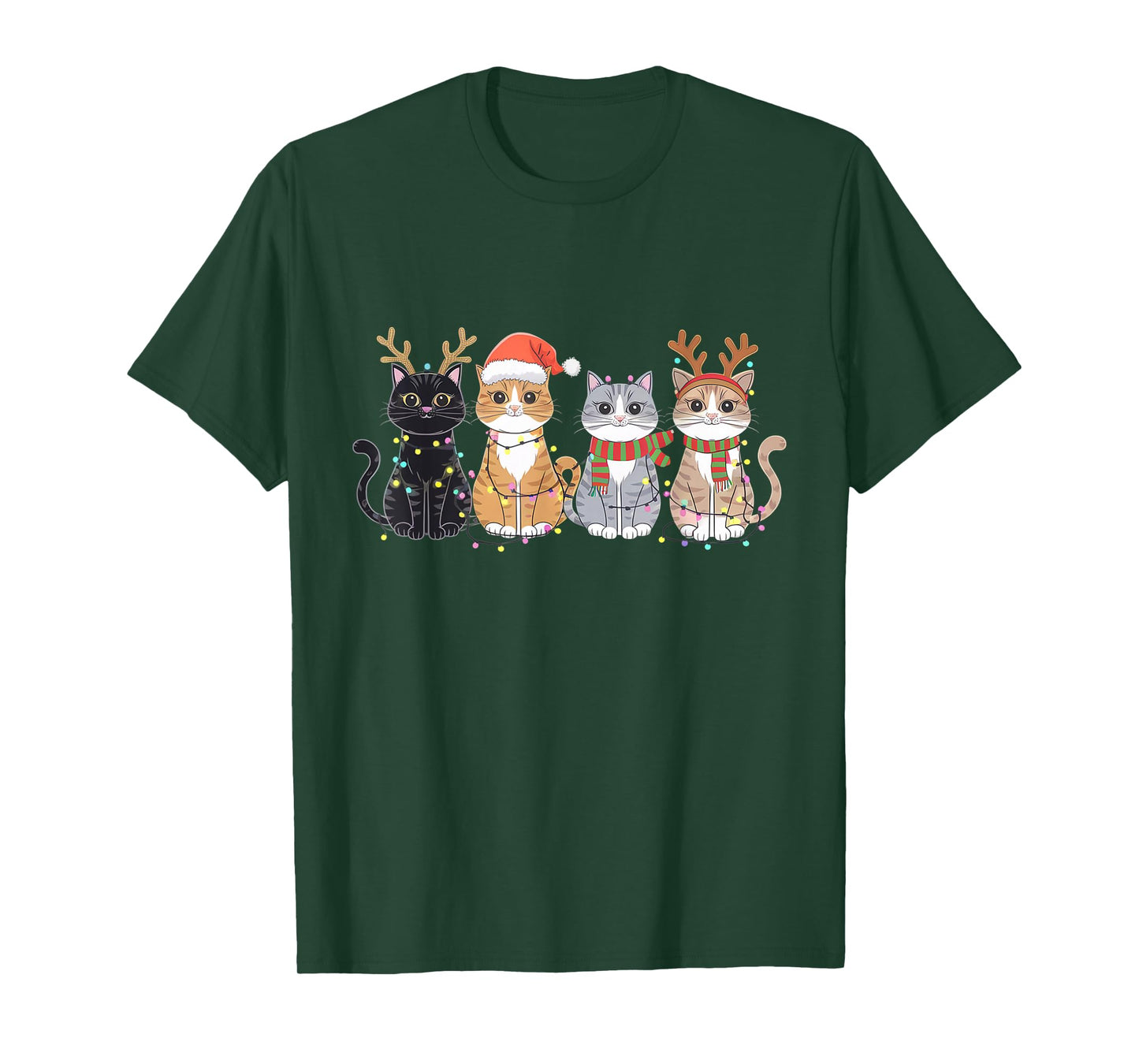Black Cat Christmas Santa Hat Funny Meowy Cat T-Shirt