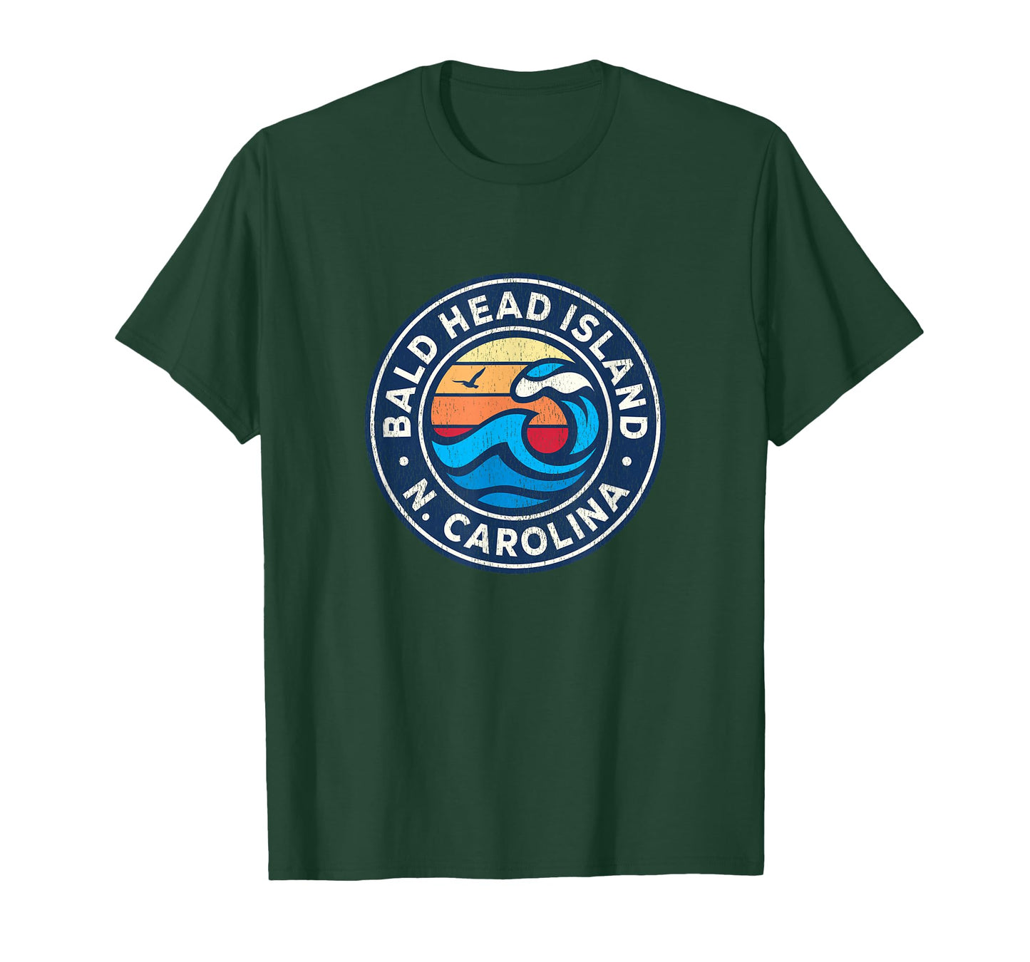Bald Head Island North Carolina NC Vintage Nautical Waves De T-Shirt