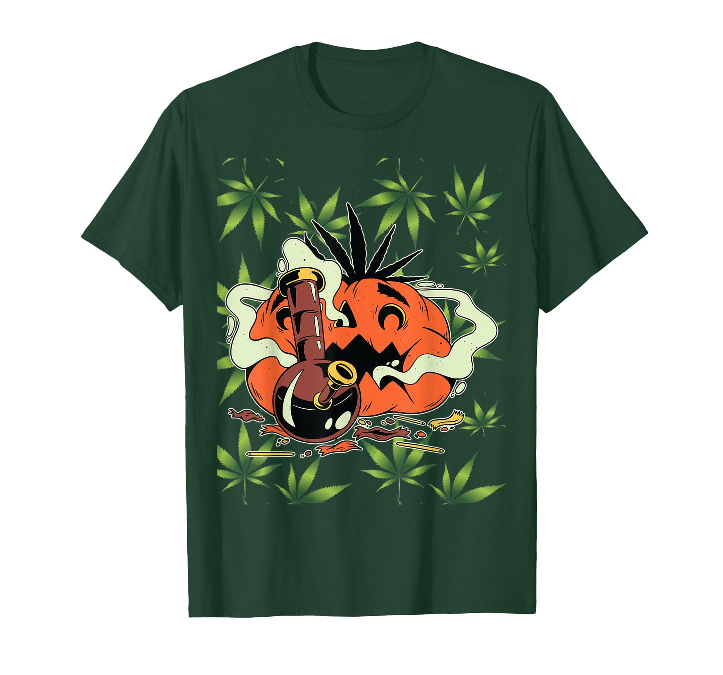 Mens Halloween Marijuana Costumes Accessories Pumpkin Bong T-Shirt