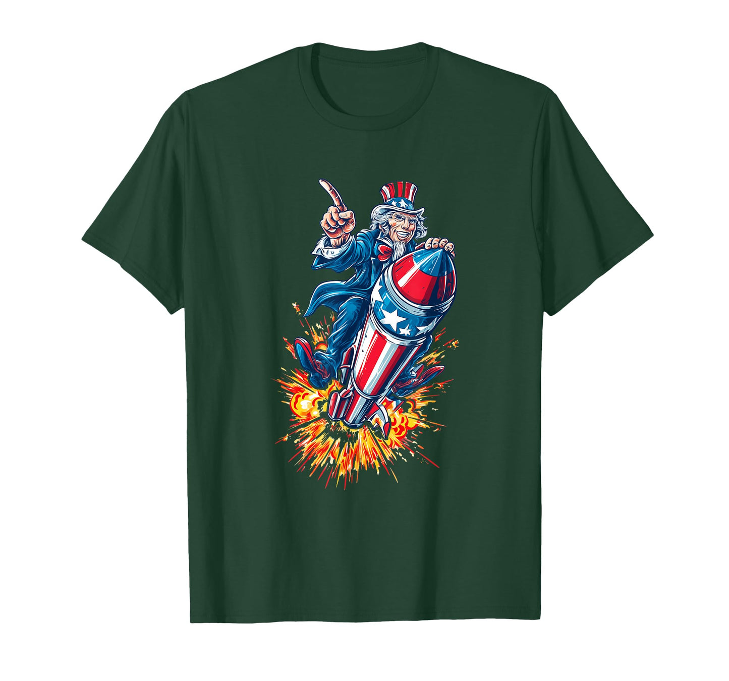 Awesome Uncle America with Firework for US Rockets Lovers T-Shirt