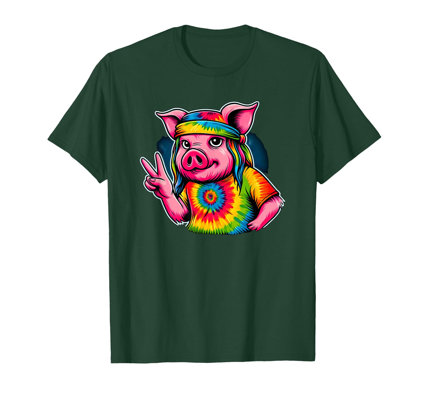 Peace Sign Tie Dye Pig T-Shirt
