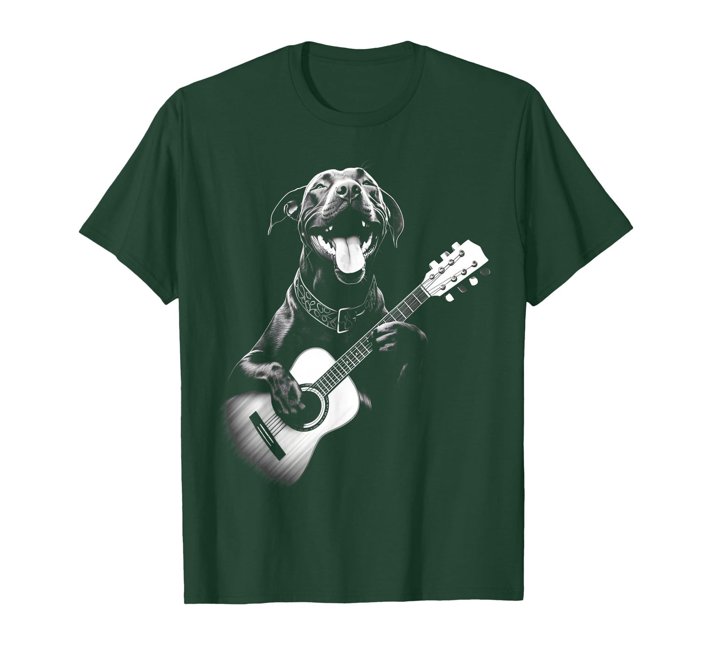American Pitbull Playing Guitar - Funny Guitar Dog Men Women Kids T-Shirt