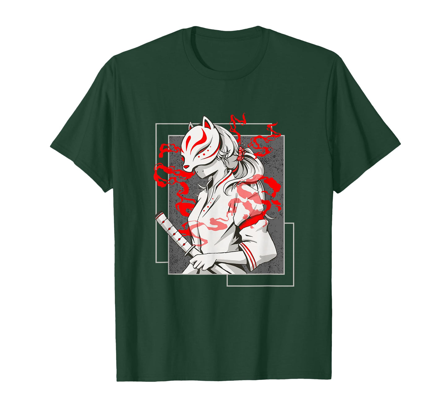 Japanese Fox Mask Aesthetic Kitsune Inari Anime Oni Monster T-Shirt