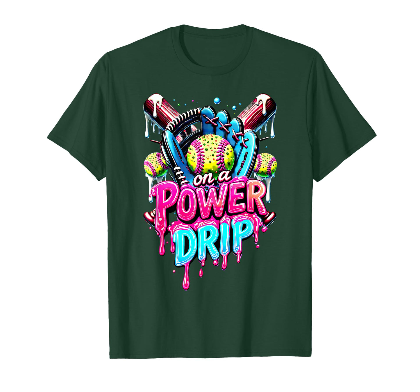 On A Power Drip Softball Ice Cream Dripping With Sprinkles T-Shirt