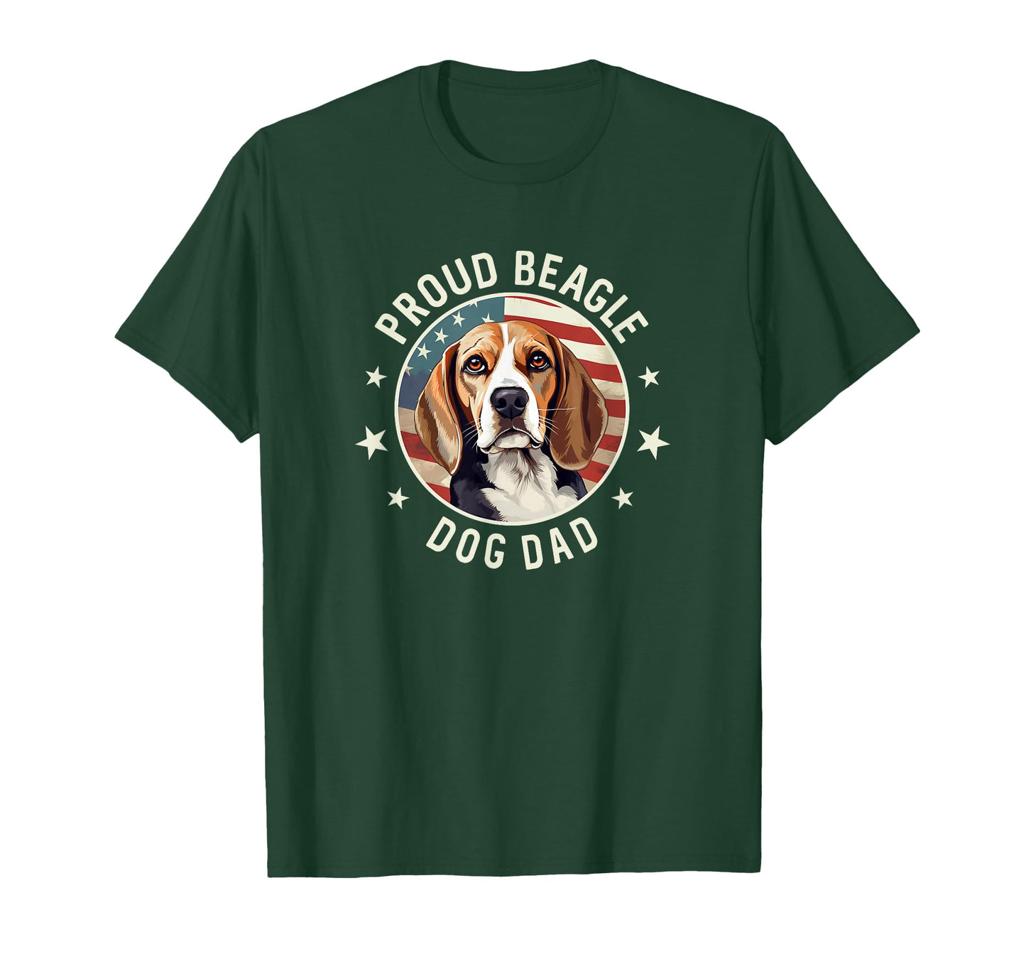 Beagle Gifts for Men American Flag Proud Beagle Dog Dad T-Shirt