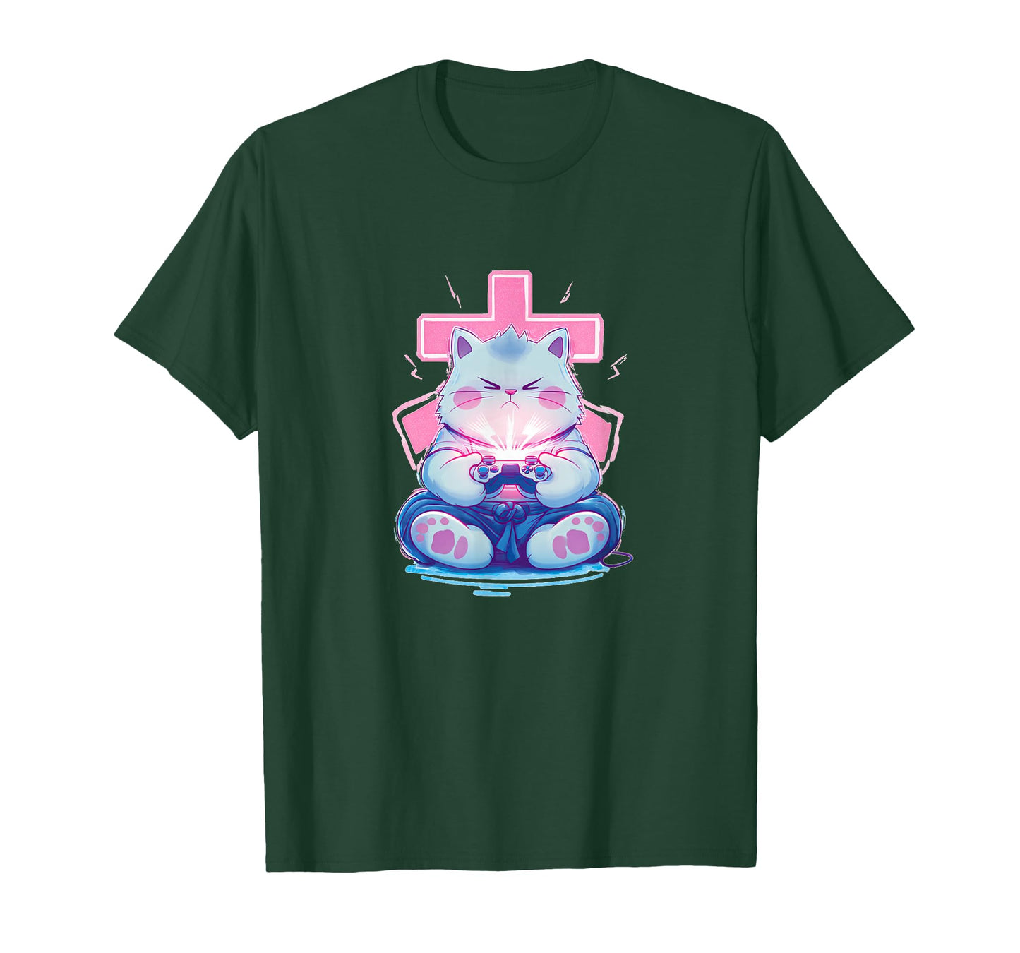 Japan Cat in Bright Colors for Gaming Lovers T-Shirt