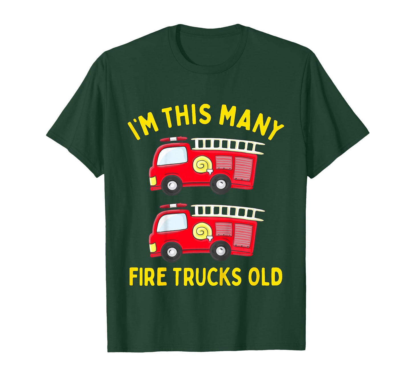Kids Fire Truck 2nd Birthday Boy Toddler Firefighter 2 Two T-Shirt
