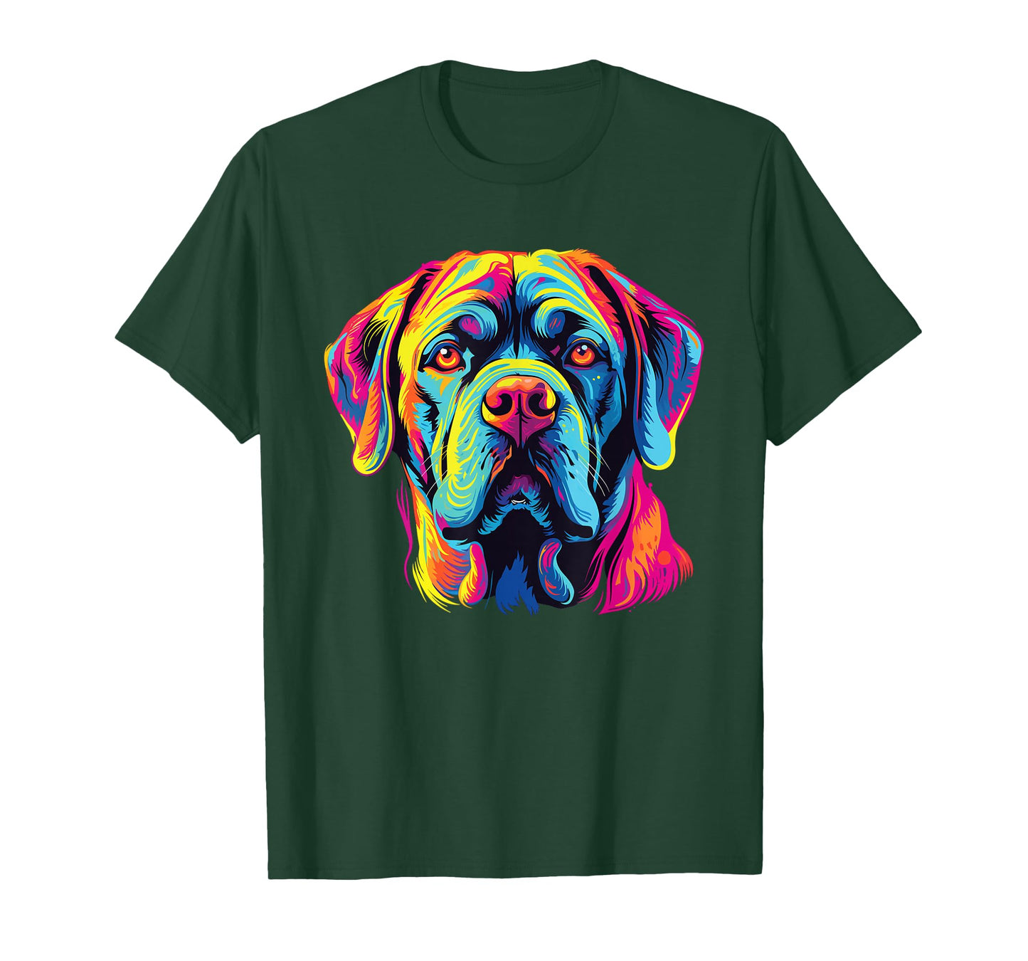 Retro Mastiff Dog Tees Unisex-Adults Kids Multicolor Watercolor Artistic Modern Dog-Themed T-Shirt Small