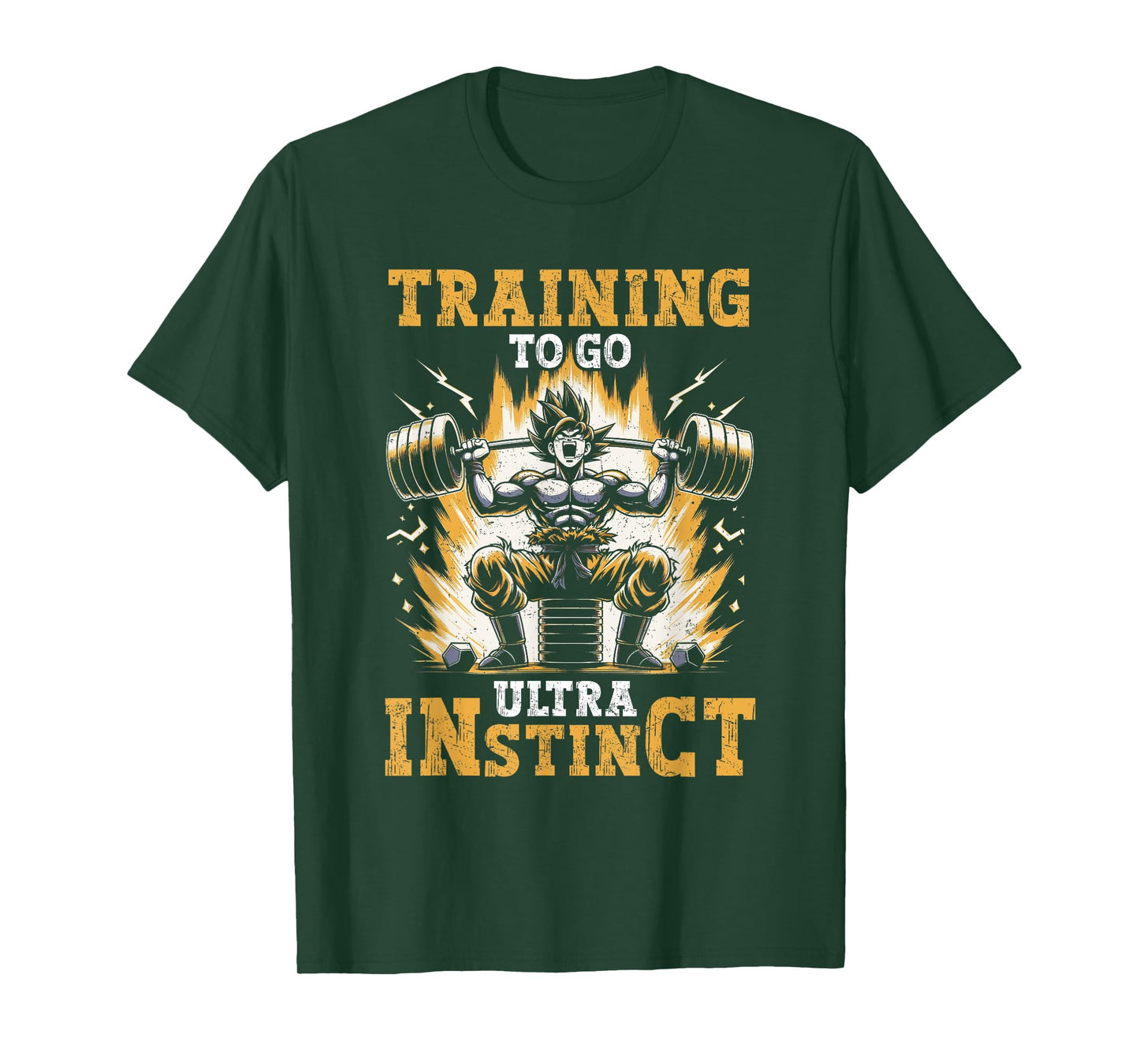 Training To Go Ultra Instinct Gym Weightlifting Distressed T-Shirt