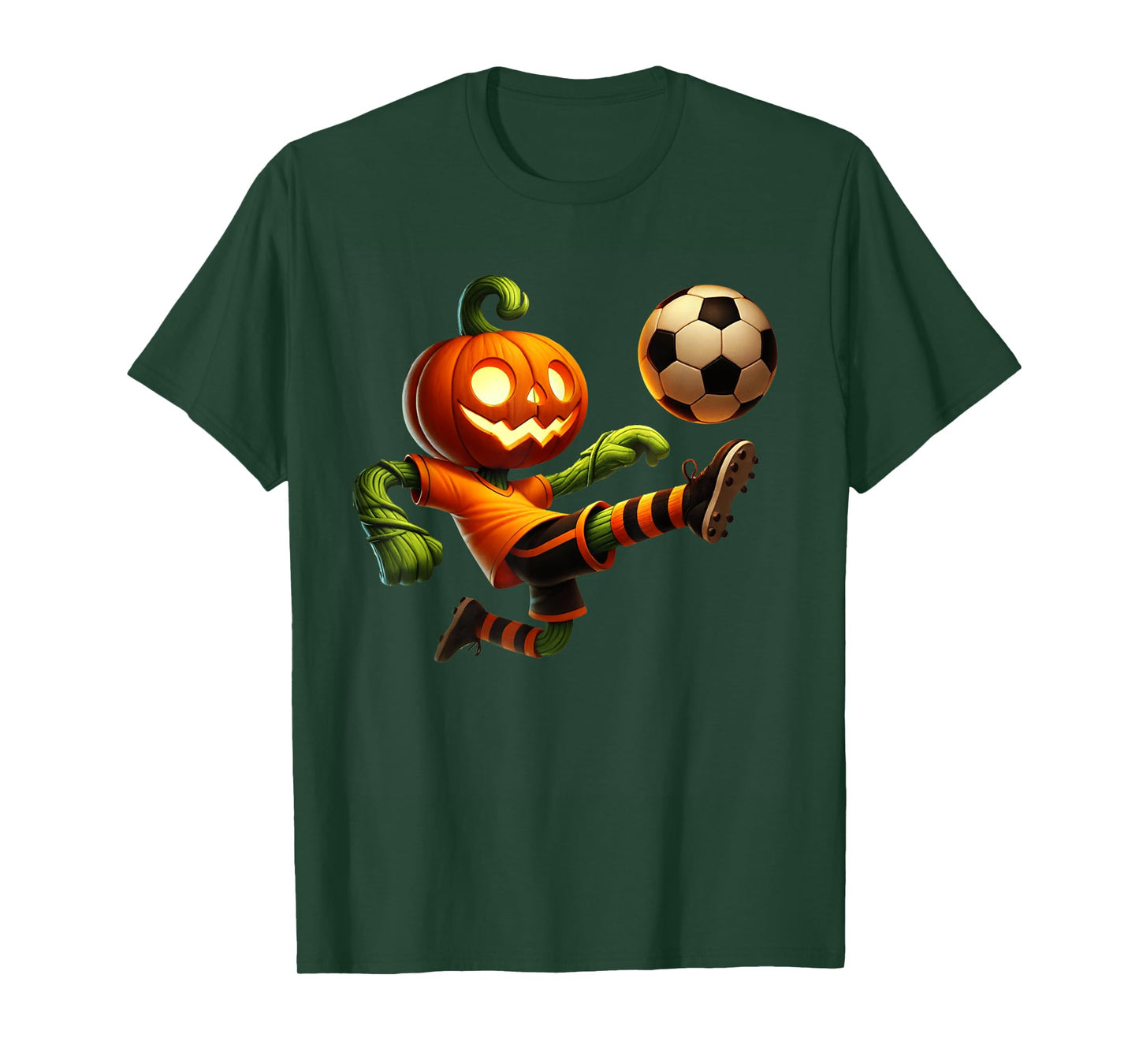 Pumpkin Face Soccer Halloween Costume Men Boys Kids Cute T-Shirt