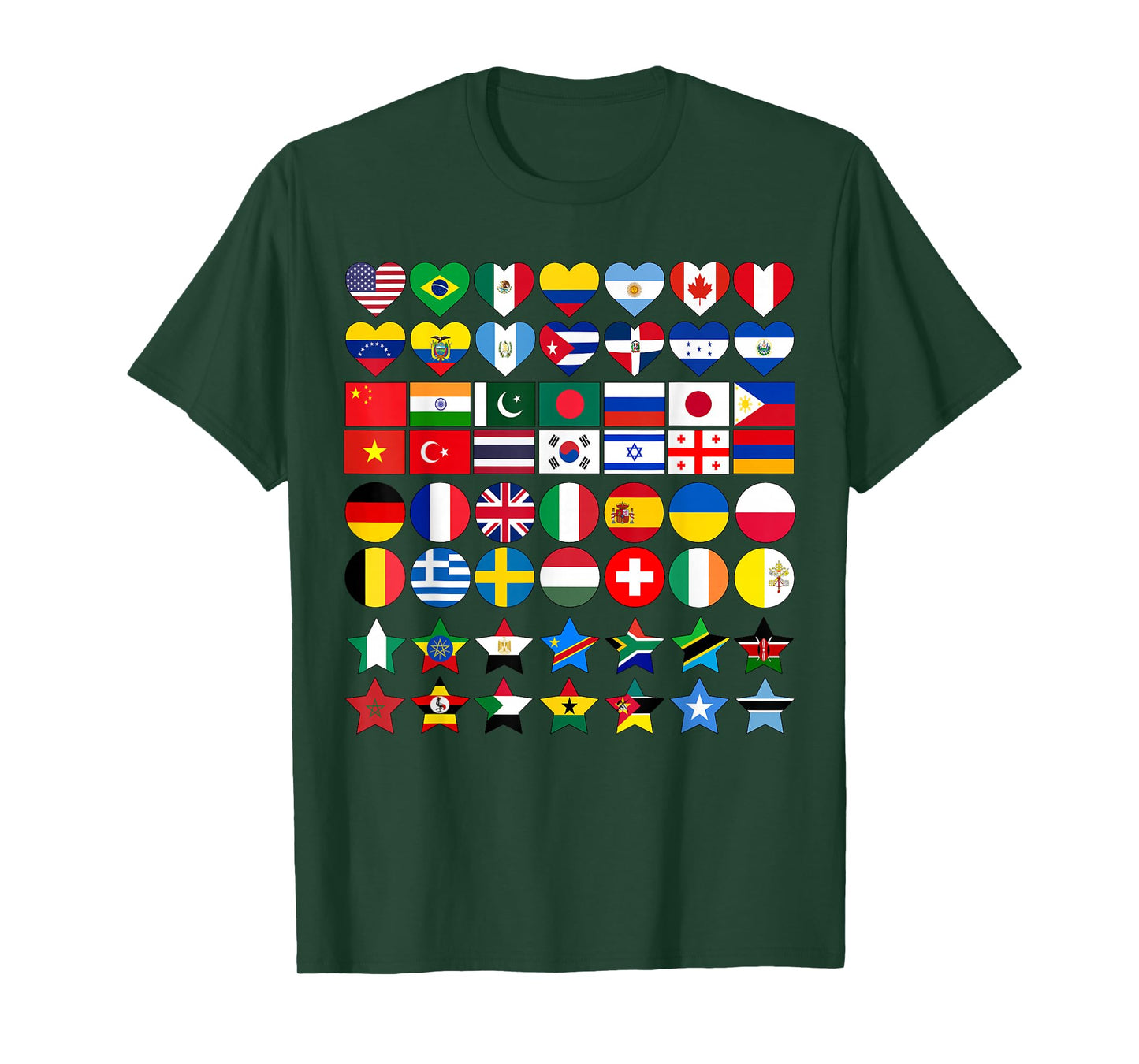 Flags of Countries of the Worlds in Geometric Shapes T-Shirt