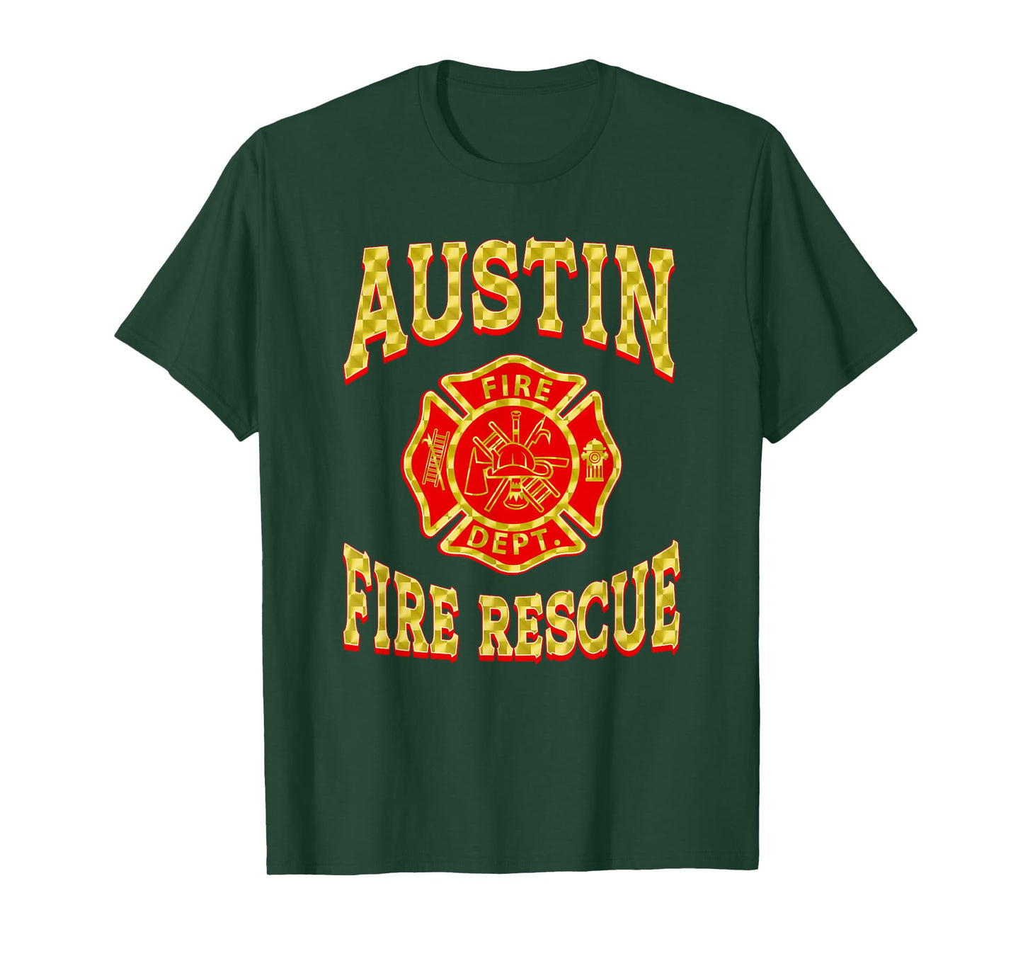 Retro Austin Fire Department Patch Flag Texas Firefighter T-Shirt