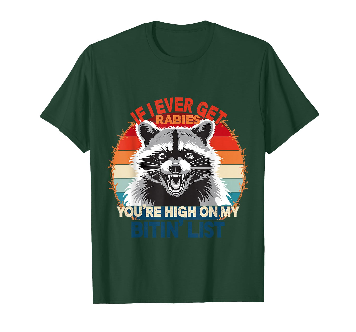 If I Ever Get Rabies Retro Vintage Funny Raccoon T-Shirt