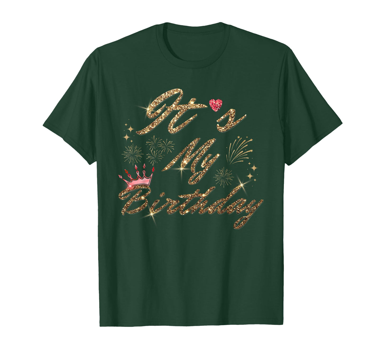 It's My Birthday Cute Red Crystal Heart Birthday Girl Women T-Shirt