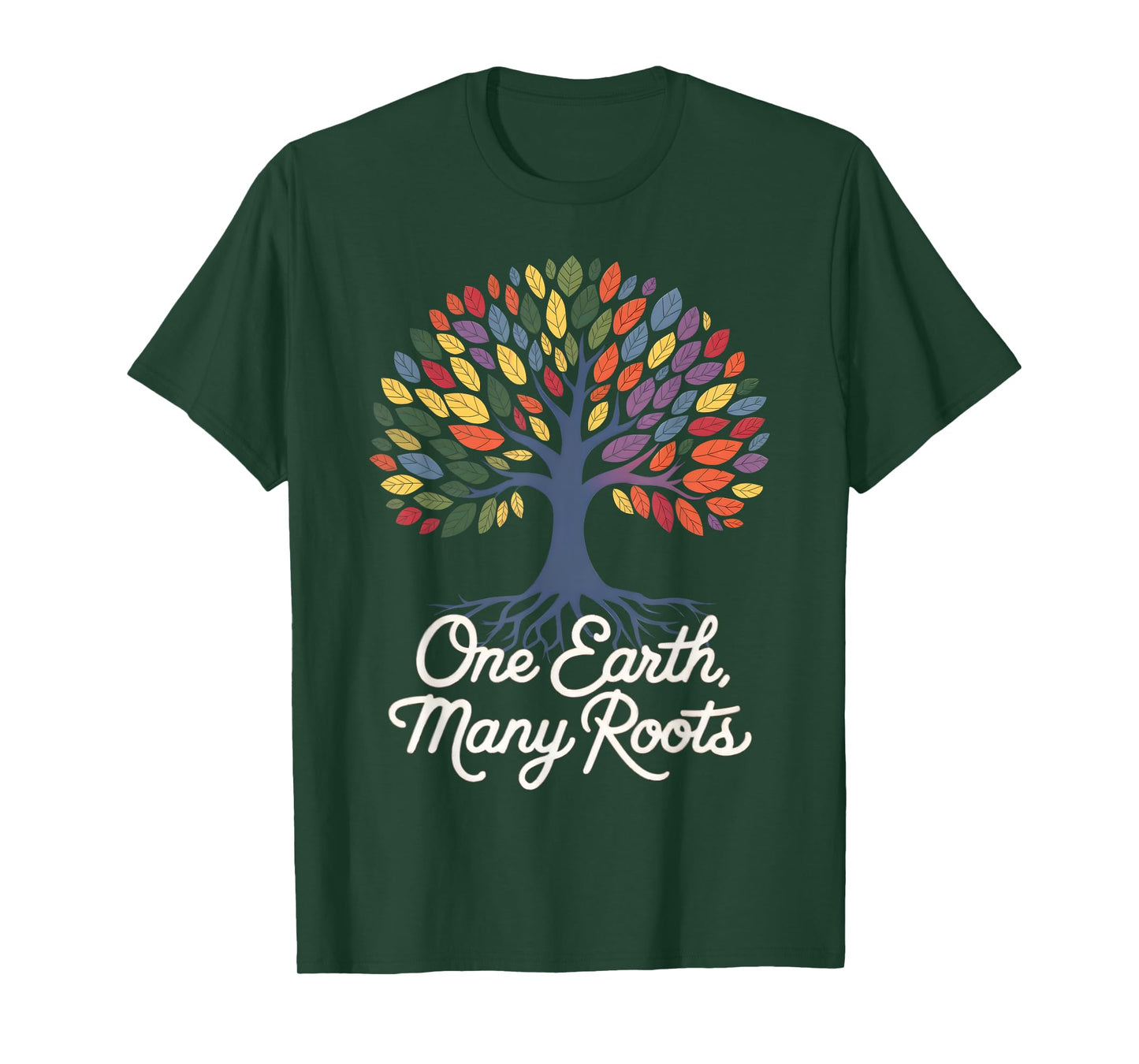 One Earth Many Roots Eco-Friendly Cultural Diversity Tree T-Shirt