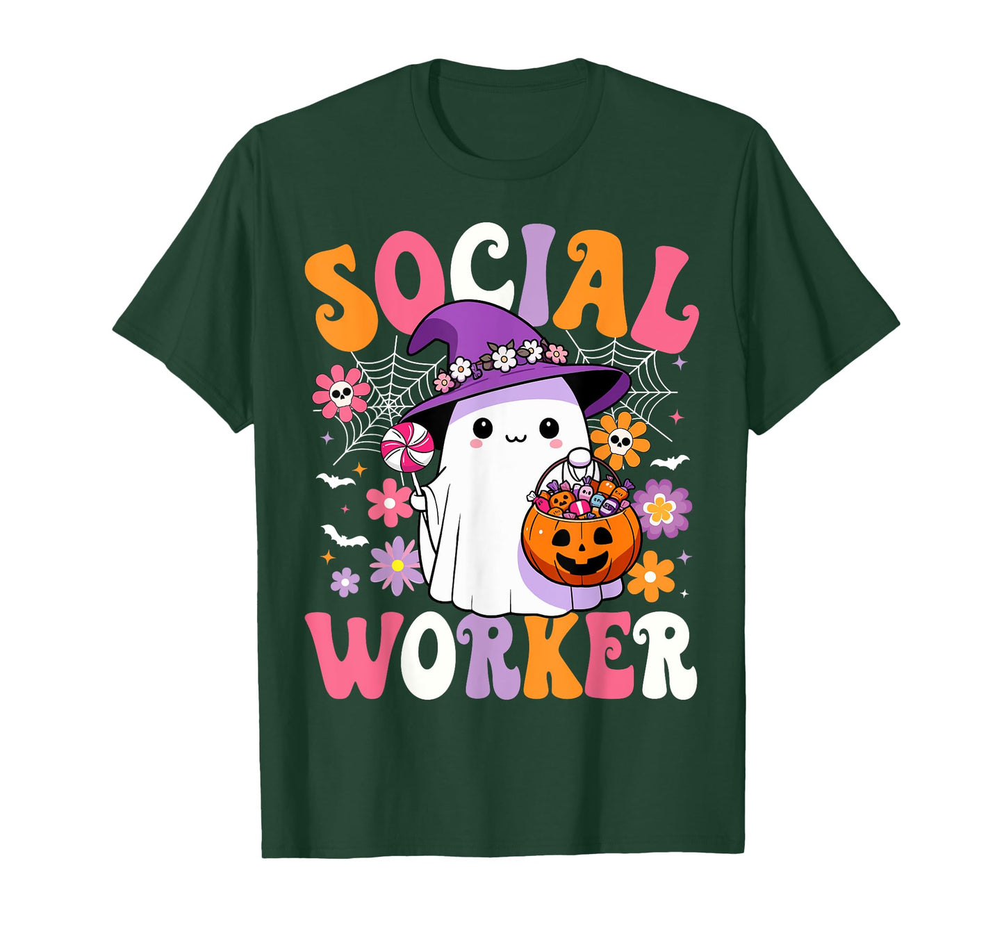 Halloween Social Worker Ghost Cute Social Worker Halloween T-Shirt