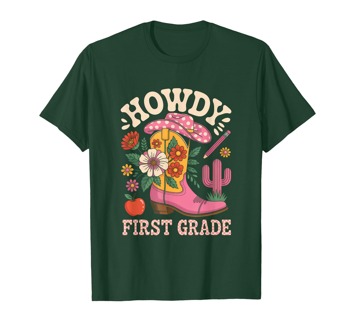 Howdy First Grade Western Cowgirl Back to School Teacher T-Shirt