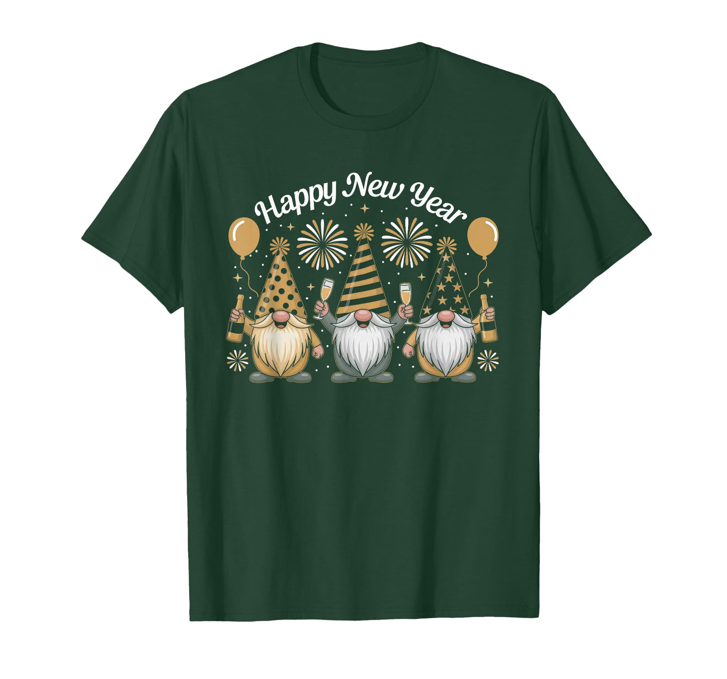 Happy New Year Gnome Confetti Fireworks New Year's Eve Party T-Shirt