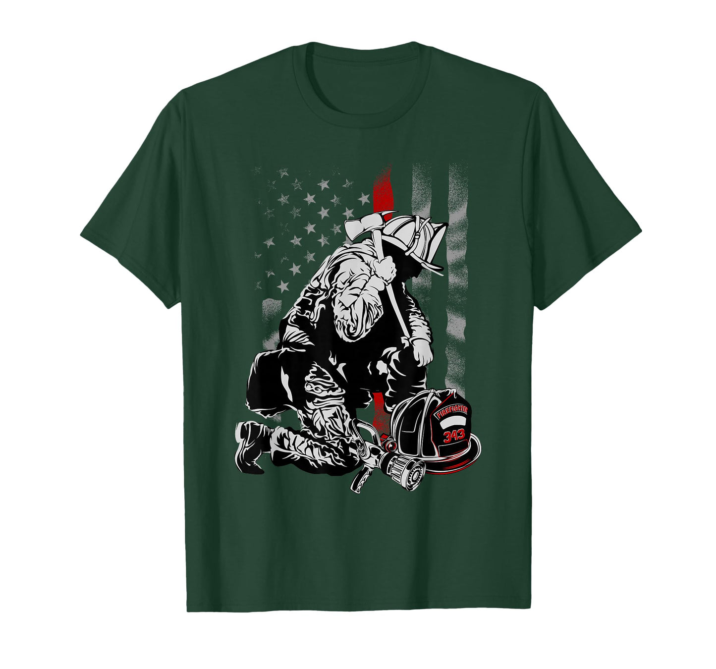 Fireman American Flag Shirt Thin Red Line Firefighter USA T-Shirt