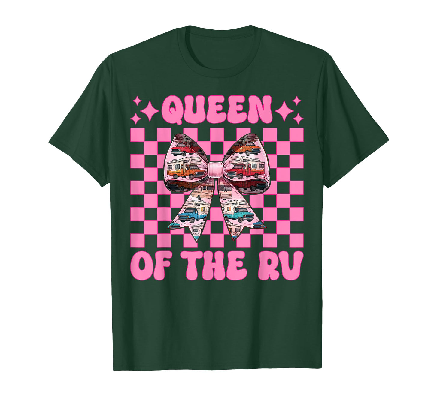 Queen of The Rv Camping Camper Motorhome Girl Mom Coquette T-Shirt
