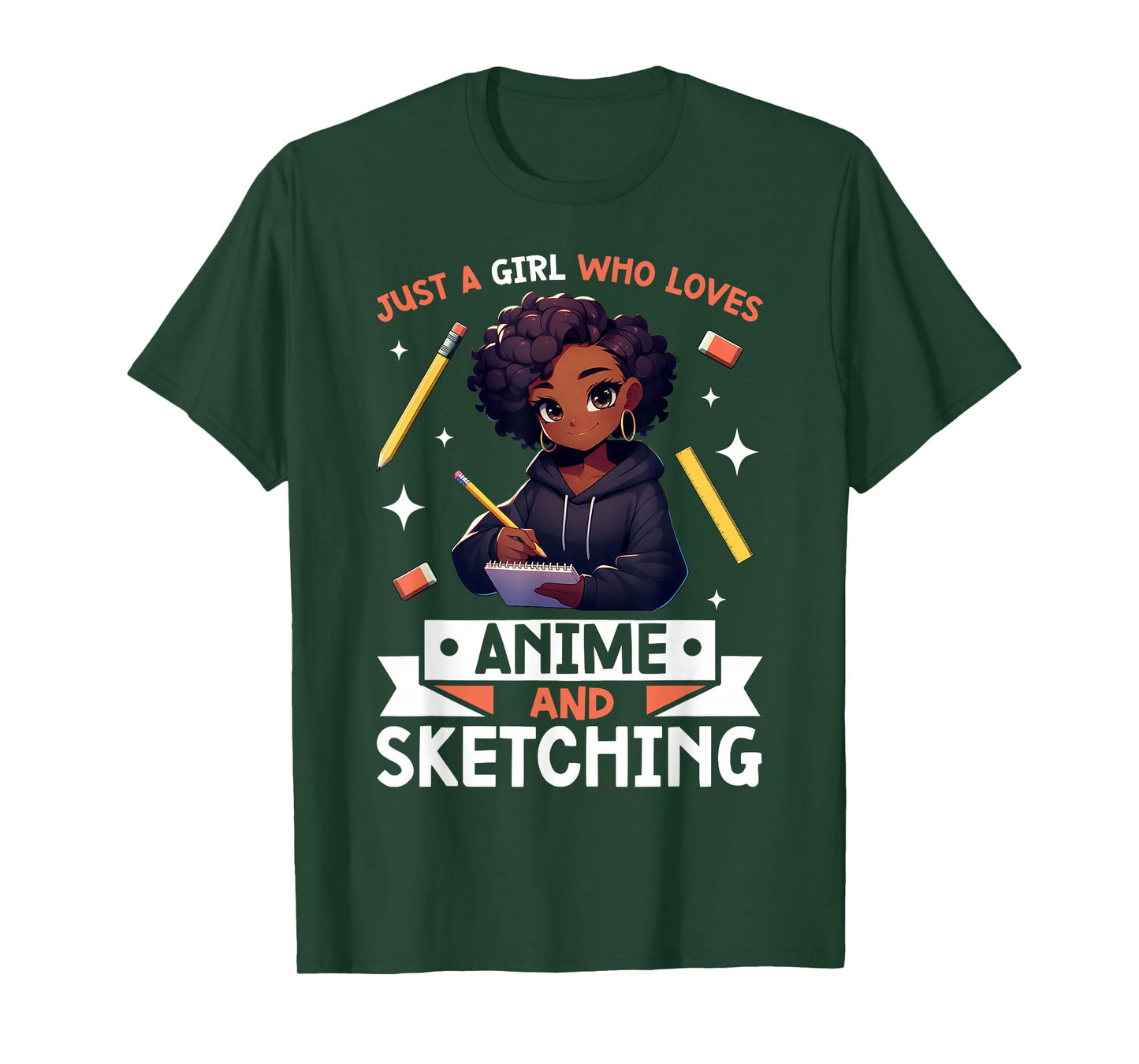 Just A Girl Who Loves Anime And Sketching Afro Anime Merch T-Shirt