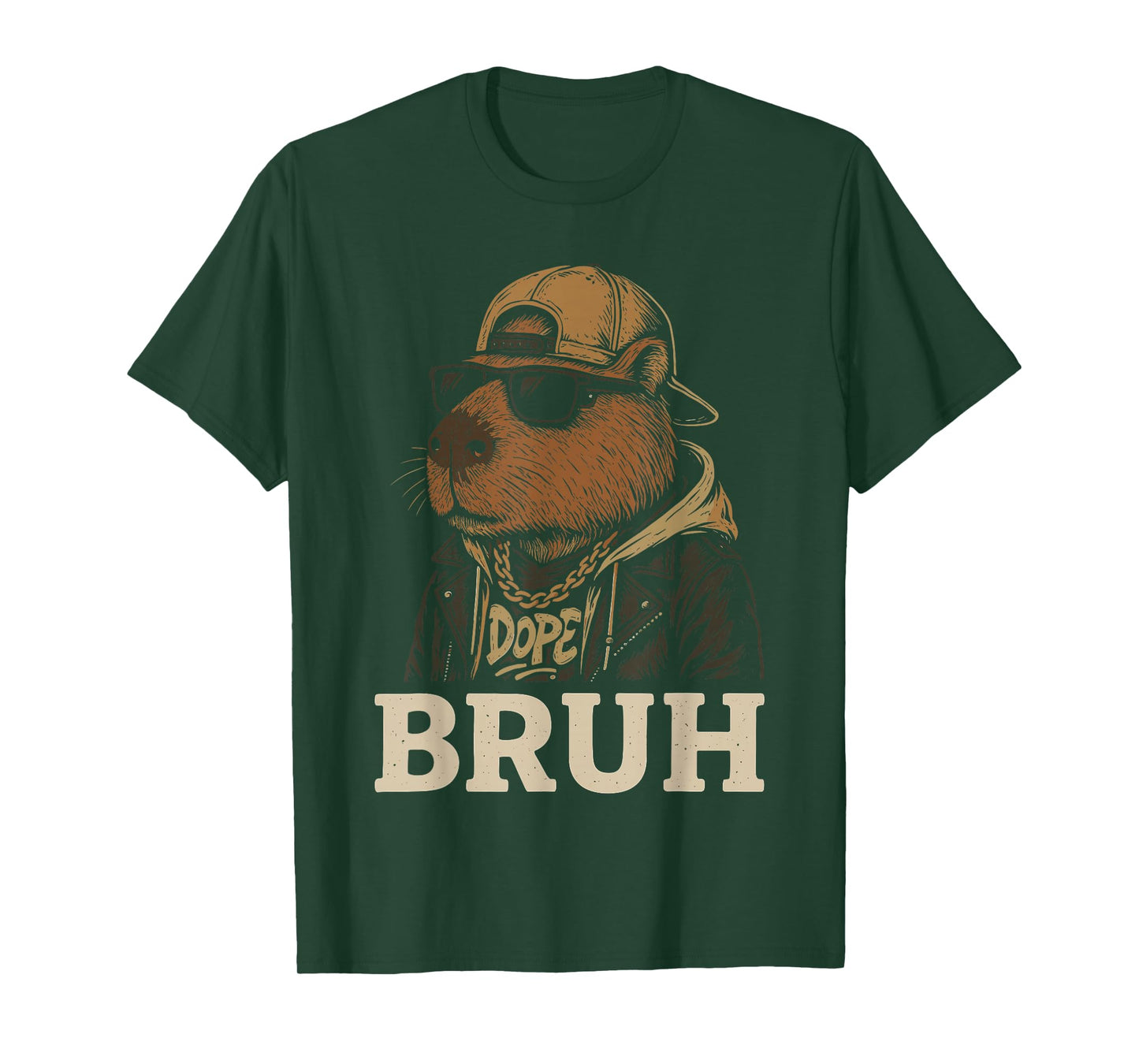Bruh Capybara Costume Adult & Kids, Cool Capybara Glasses T-Shirt