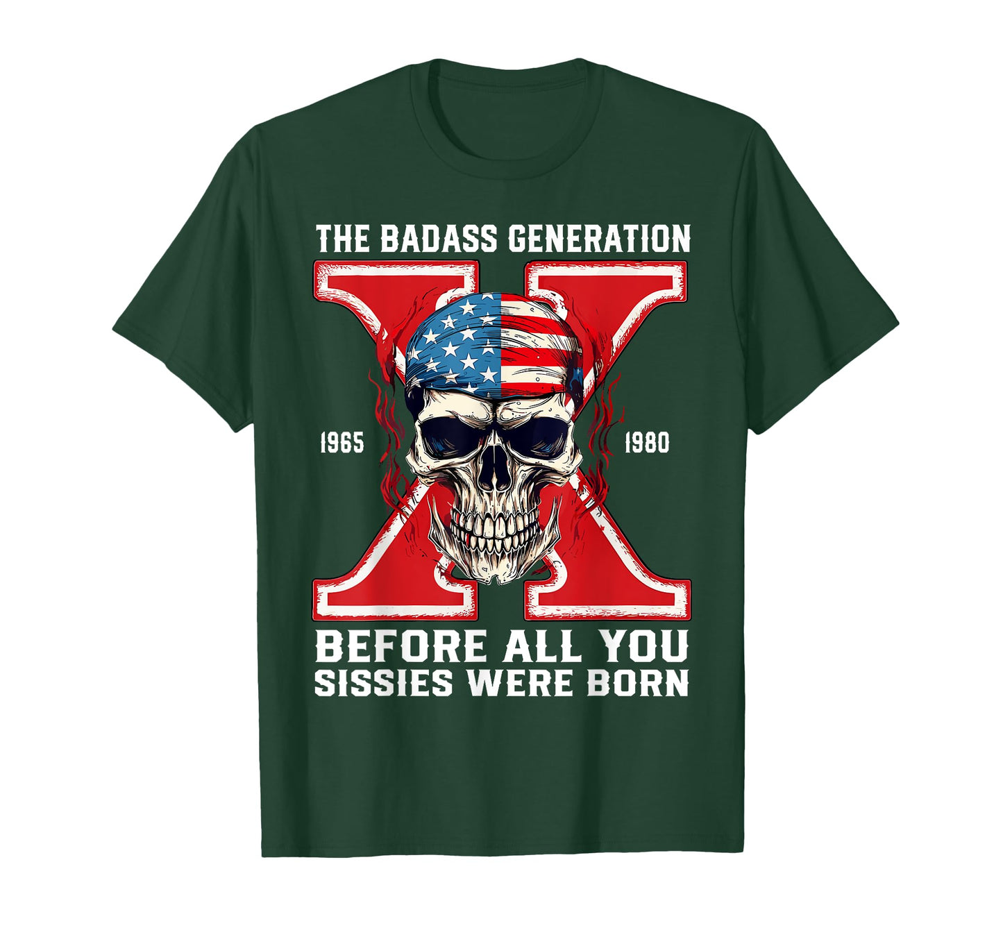 Gen X The Badass-Generation Skeleton Xennial 1965 1980 T-Shirt