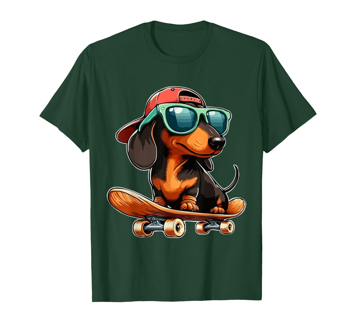 Cute Dachshund on a Skateboard Funny Wiener Dog T-Shirt
