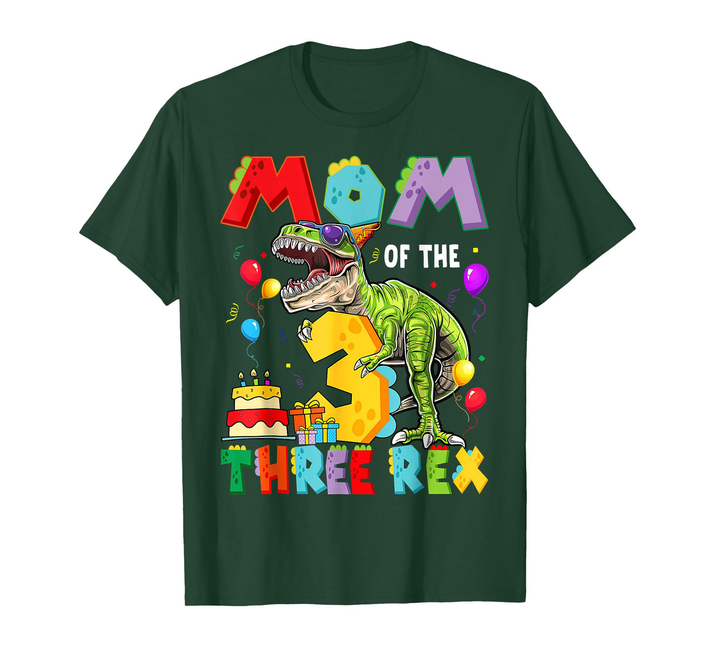 Mom Of The Three Rex 3Rd Birthday Boy Dinosaur T-Rex T-Shirt