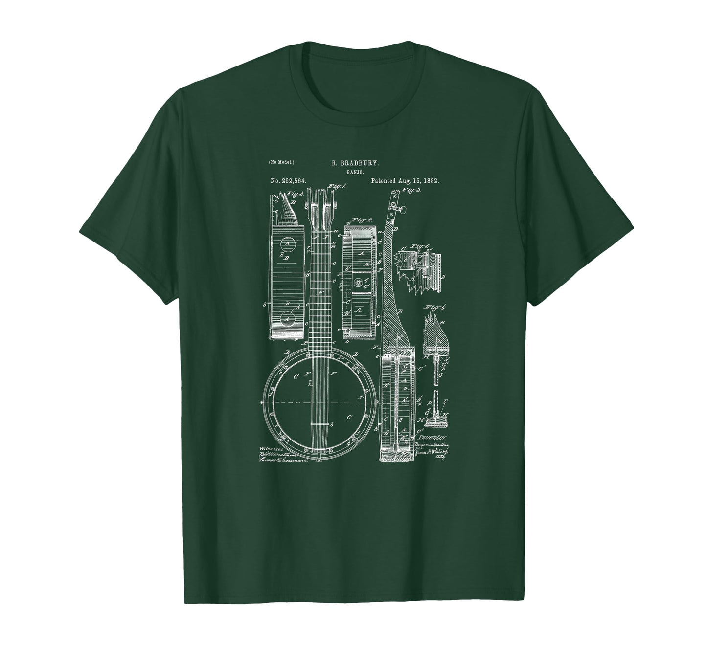 Classic Vintage Patent Print 1882 Banjo Gift T-Shirt
