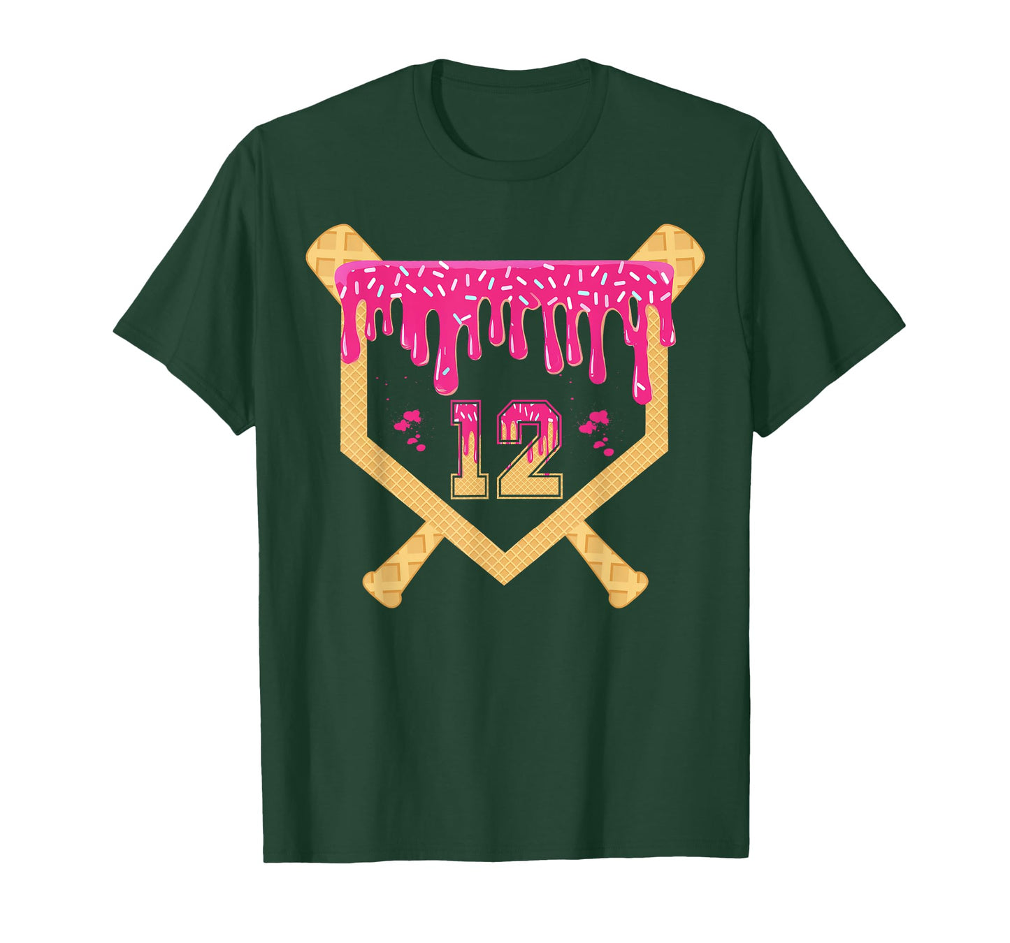 Baseball 12 Year Old Birthday Drip 12th Birthday Ice Cream T-Shirt