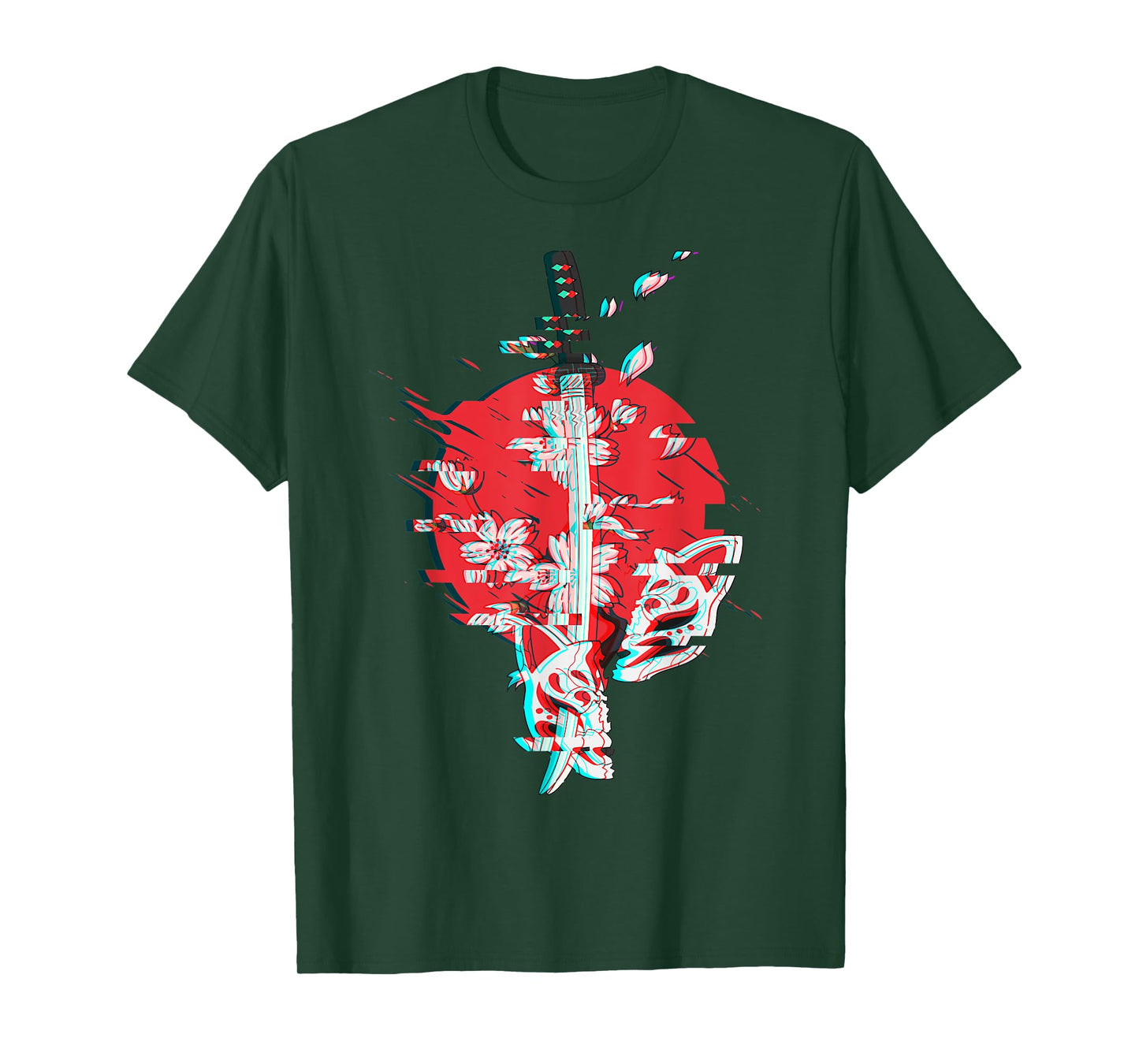 Japanese Anime Mask Kitsune Samurai Oni Monster Vaporwave T-Shirt