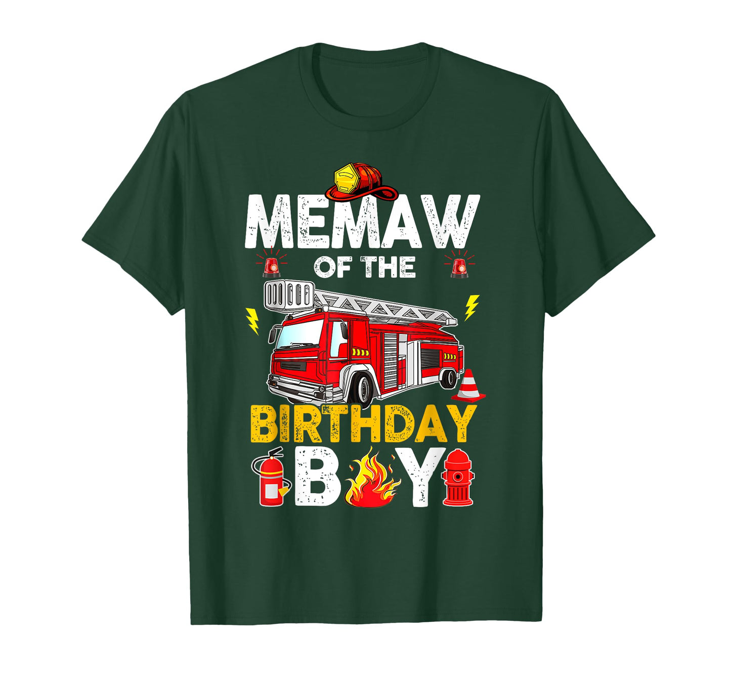 Memaw Of The Birthday Boy Fire Truck Firefighter Party T-Shirt