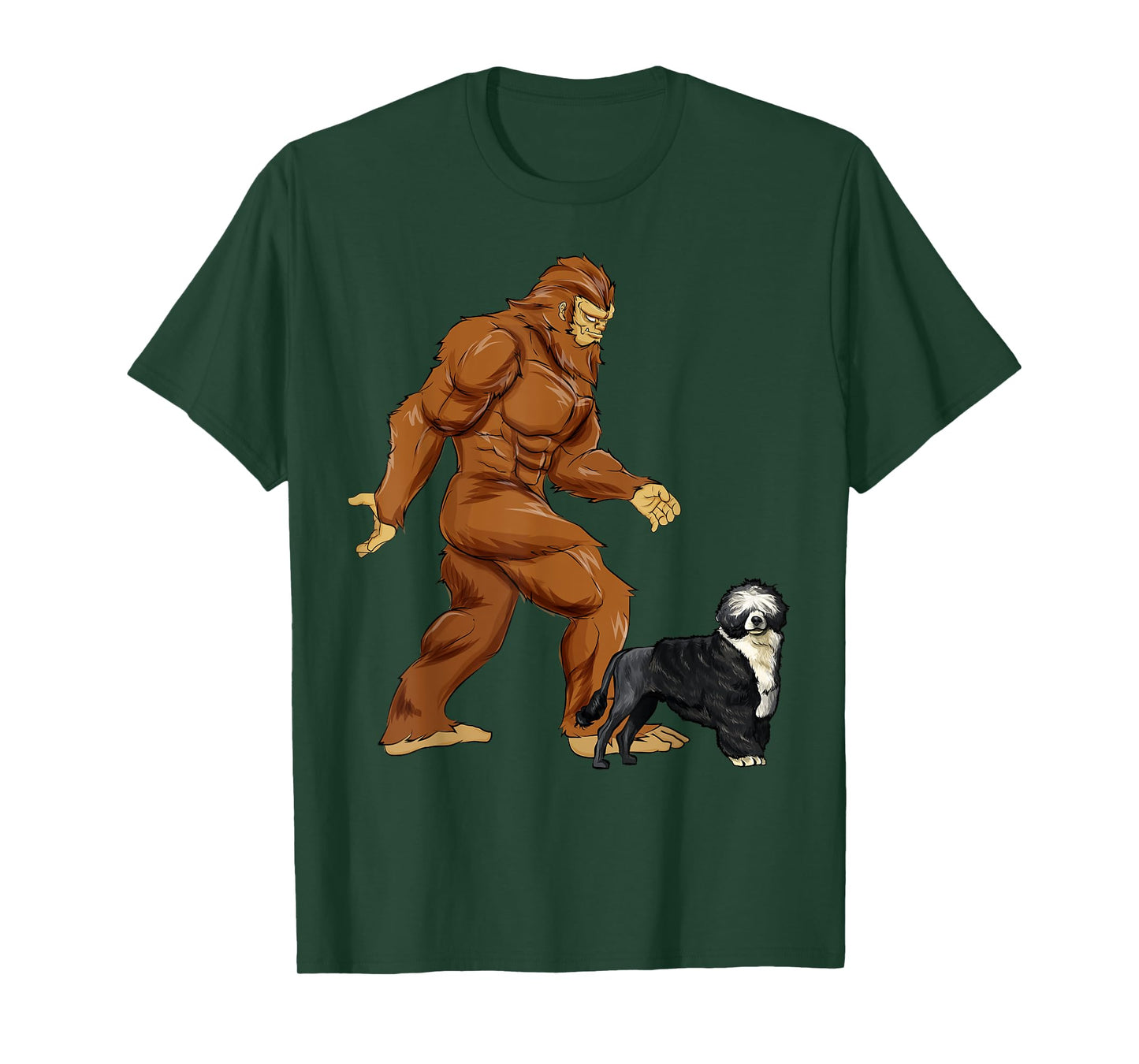 Funny Bigfoot Walking Portuguese Water Dog Sasquatch Dog T-Shirt for Men Women Kids