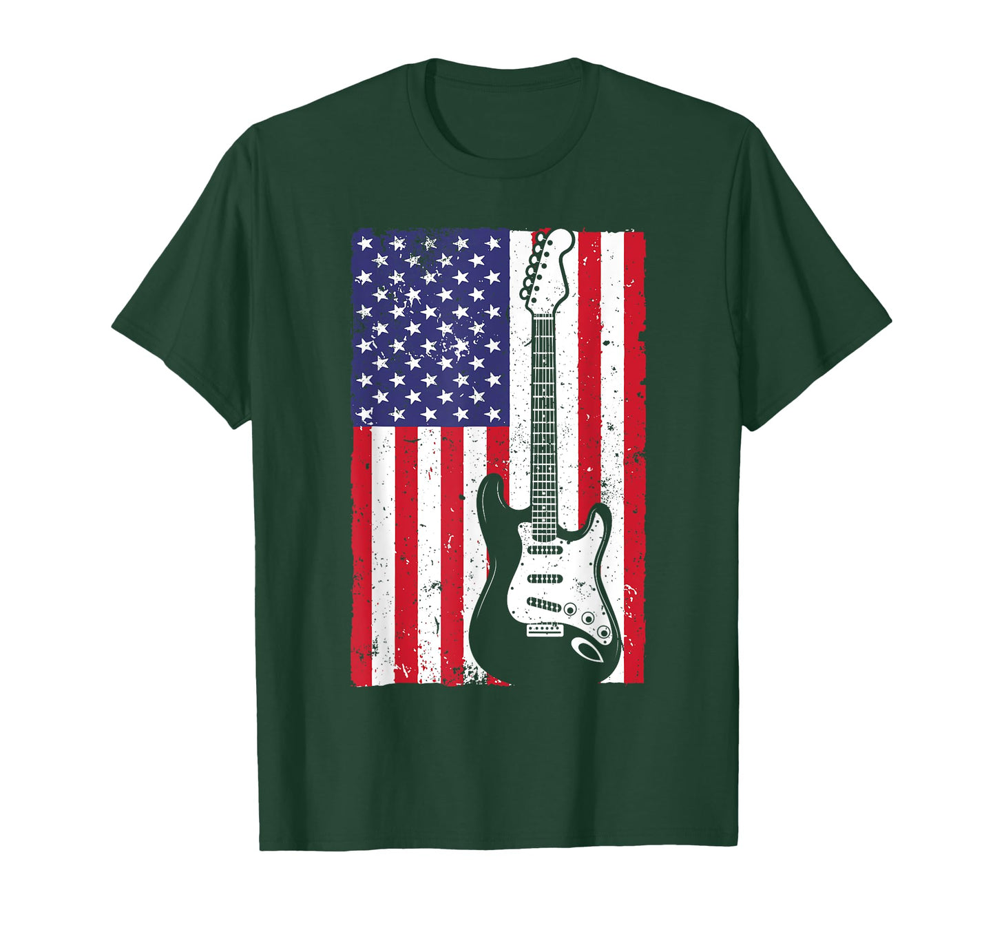 Cool American Flag Guitar For Men Women Guitarist Music Rock T-Shirt