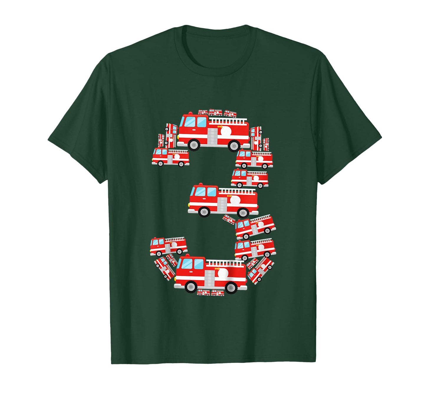 Kids Fire Truck 3rd Birthday Boy 3 Year Old Toddler Firefighter T-Shirt