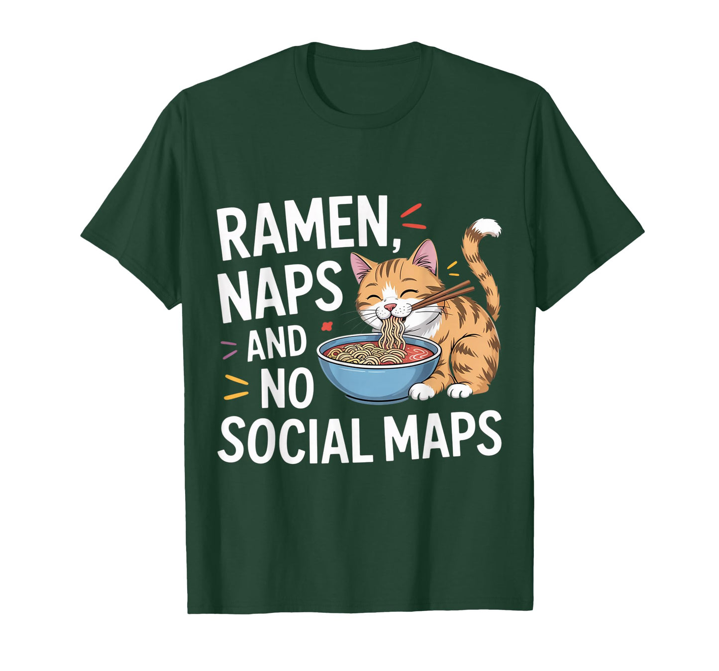 Ramen Naps and No Social Maps Cozy Indoor Cat T-Shirt