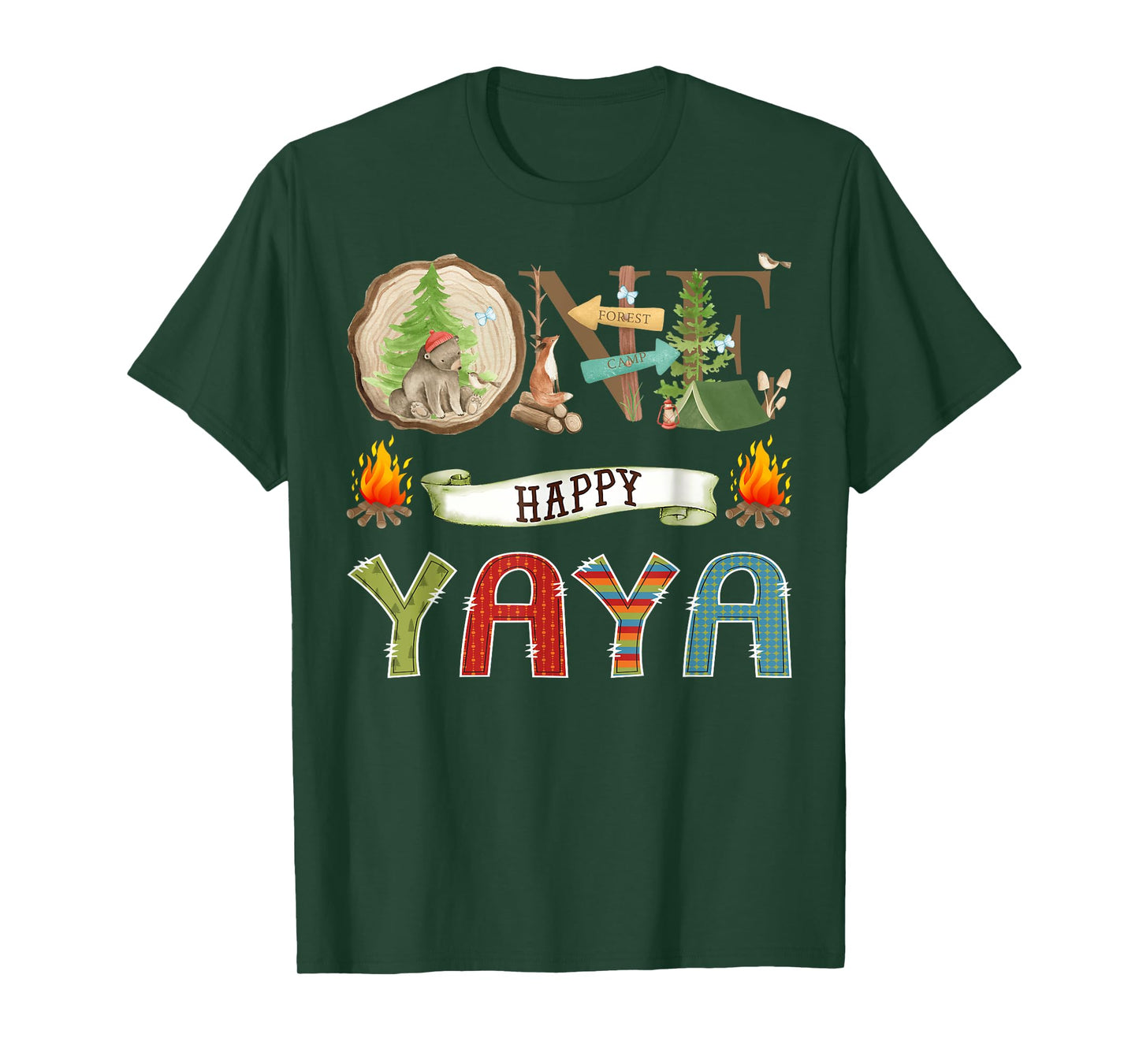 One Happy Yaya Camper 1St Birthday Camping Bear T-Shirt