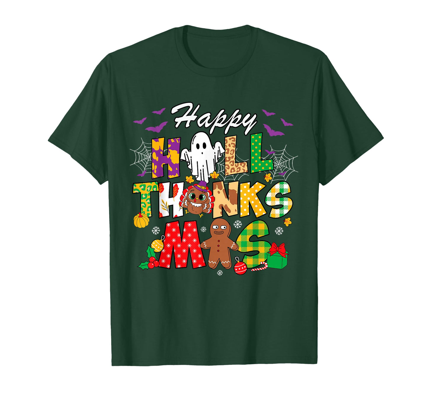 Happy Hallothanksmas Halloween Thanksgiving Christmas Day T-Shirt